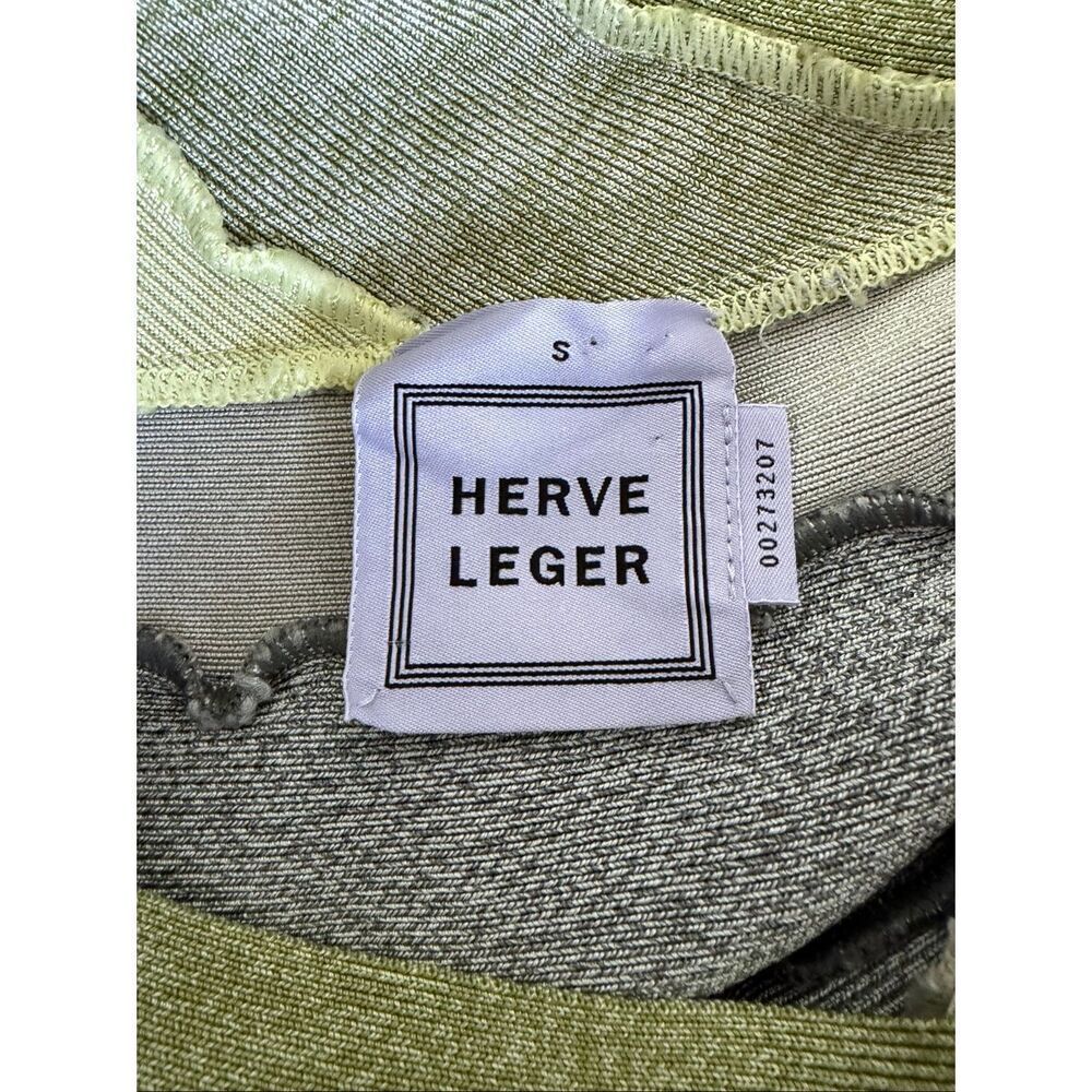 Hervé Léger Arabella One-Shoulder Bandage Bodycon Dress Green Ombré Size S - Picture 7 of 12